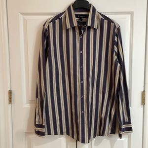 INC - XL- Vertical Stripe - Collared Button Down Shirt